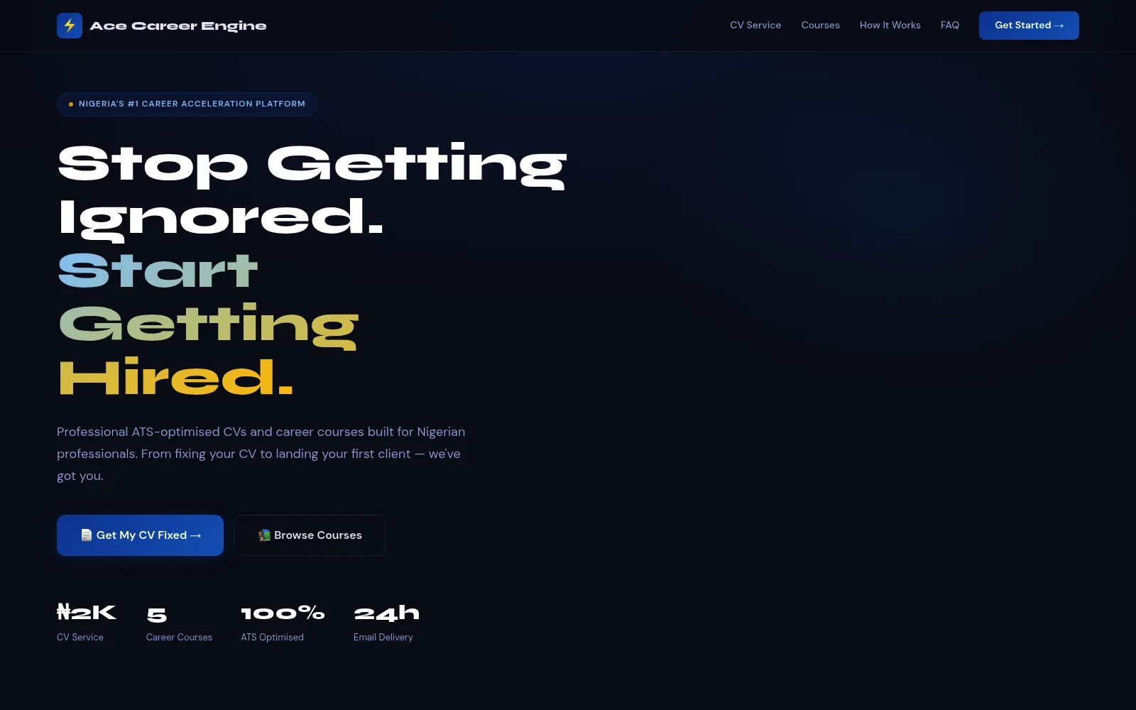 Ace Career Engine homepage