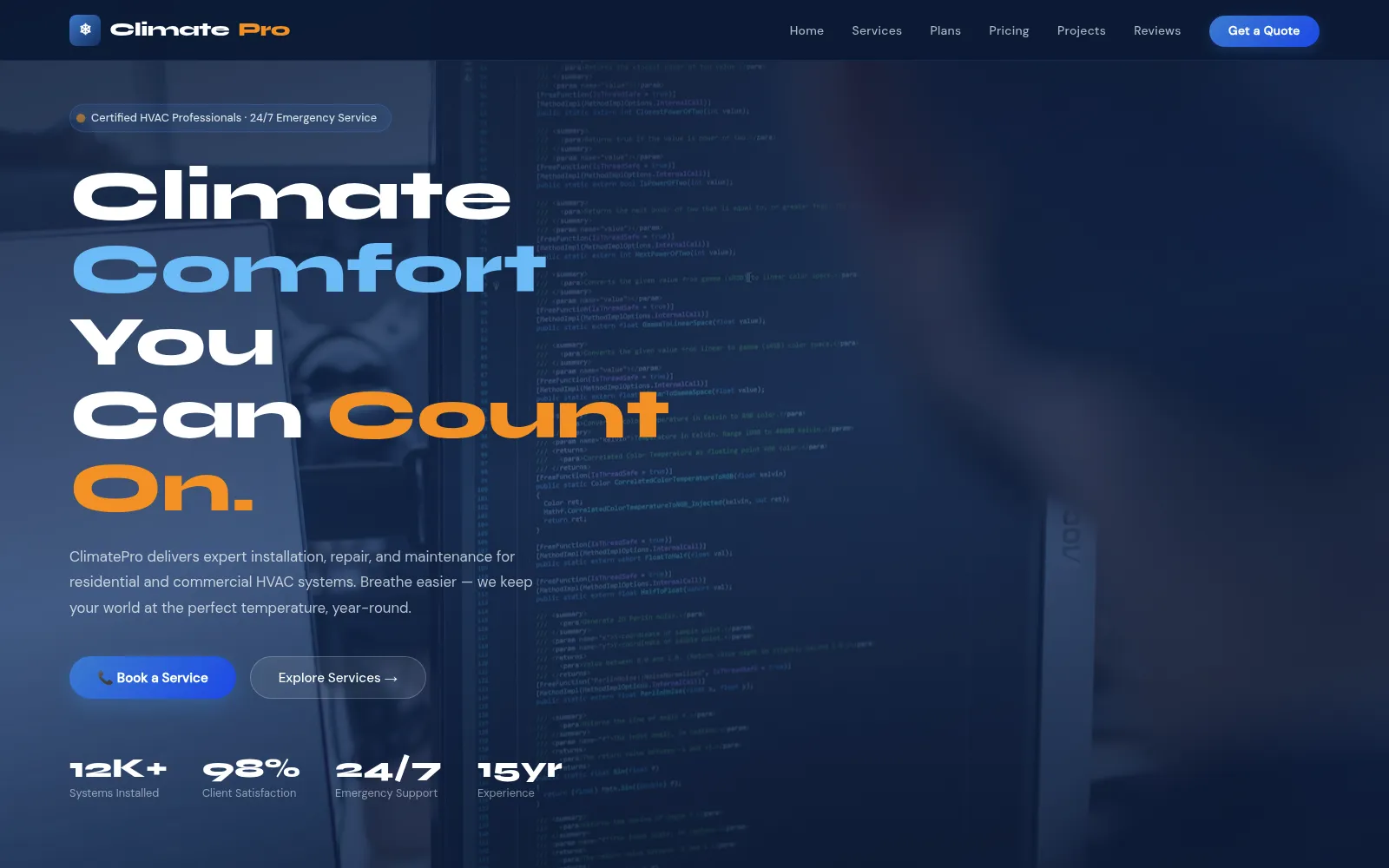 ClimatePro HVAC Solutions homepage