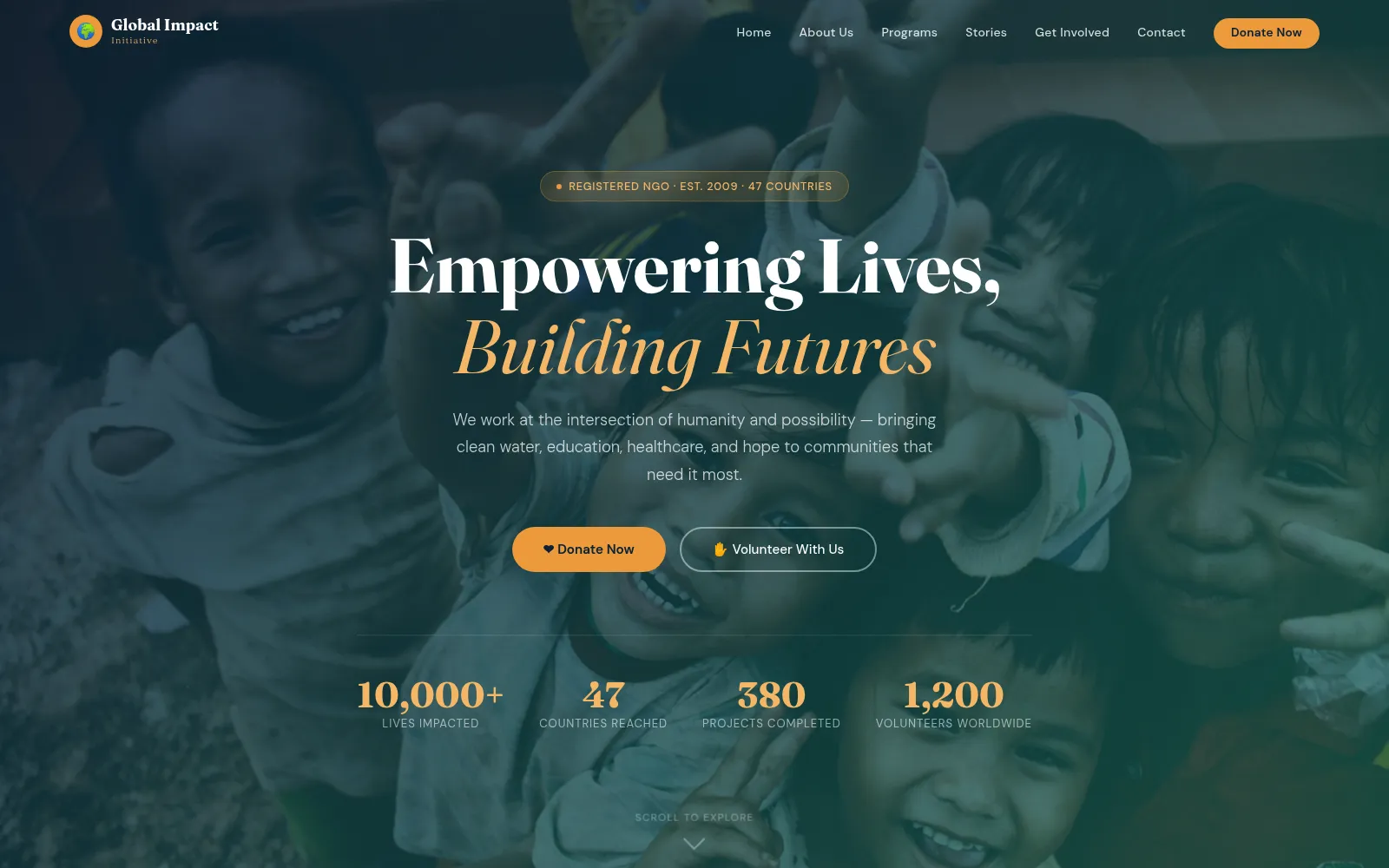 Global Impact NGO website screenshot